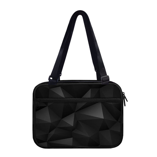 Black Polygonal Geometric Print Double Strap Bible Bag
