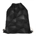 Black Polygonal Geometric Print Drawstring Bag