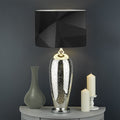Black Polygonal Geometric Print Drum Lamp Shade