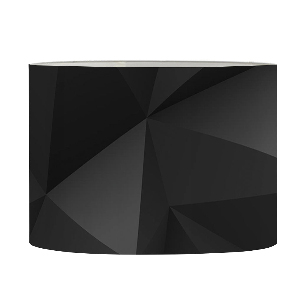 Black Polygonal Geometric Print Drum Lamp Shade