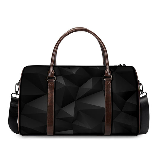 Black Polygonal Geometric Print Duffle Bag