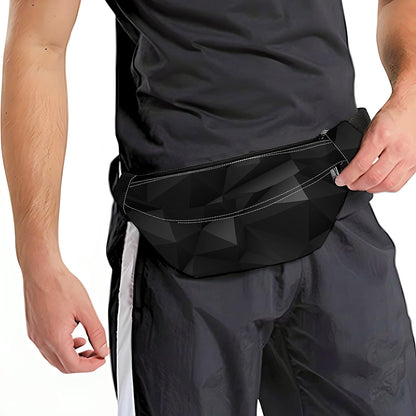 Black Polygonal Geometric Print Fanny Pack