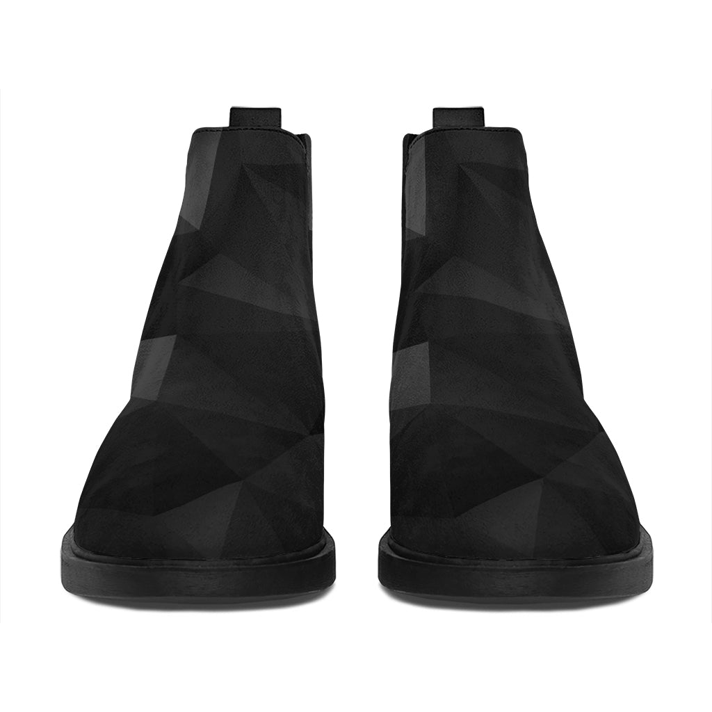 Black Polygonal Geometric Print Flat Ankle Boots