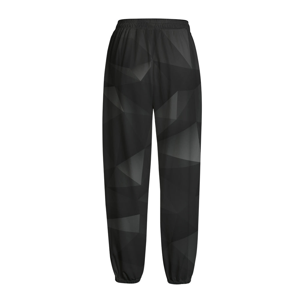 Black Polygonal Geometric Print Fleece Lined Knit Pants