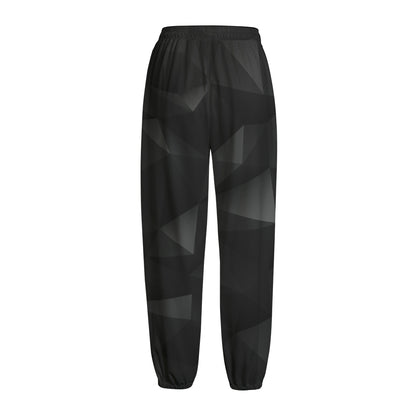 Black Polygonal Geometric Print Fleece Lined Knit Pants