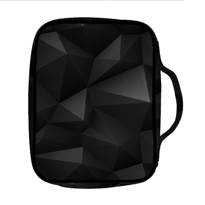 Black Polygonal Geometric Print Front Pocket Bible Bag