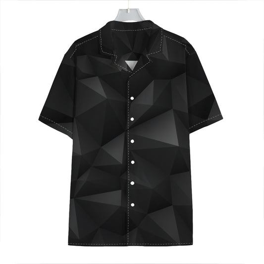 Black Polygonal Geometric Print Hawaiian Shirt