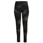 Black Polygonal Geometric Print High-Waisted Pocket Leggings