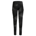 Black Polygonal Geometric Print High-Waisted Pocket Leggings