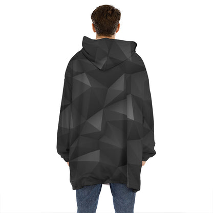 Black Polygonal Geometric Print Hoodie Blanket