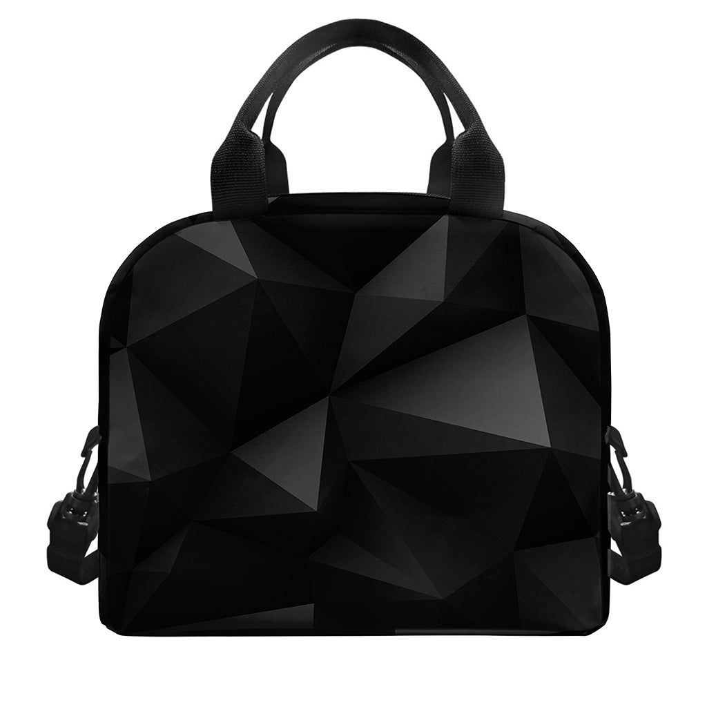 Black Polygonal Geometric Print Insulated Lunch Bag