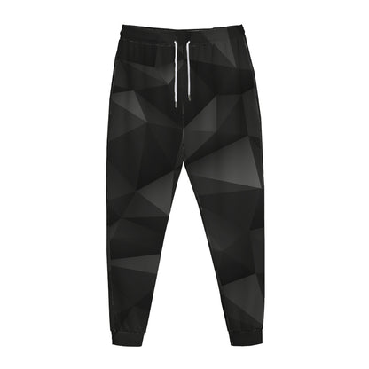 Black Polygonal Geometric Print Jogger Pants