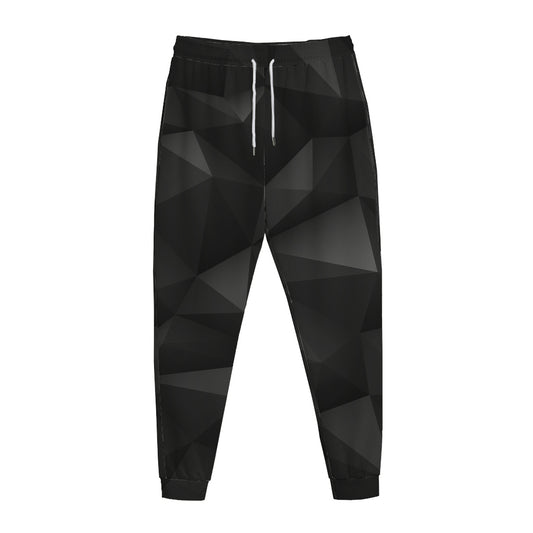 Black Polygonal Geometric Print Jogger Pants