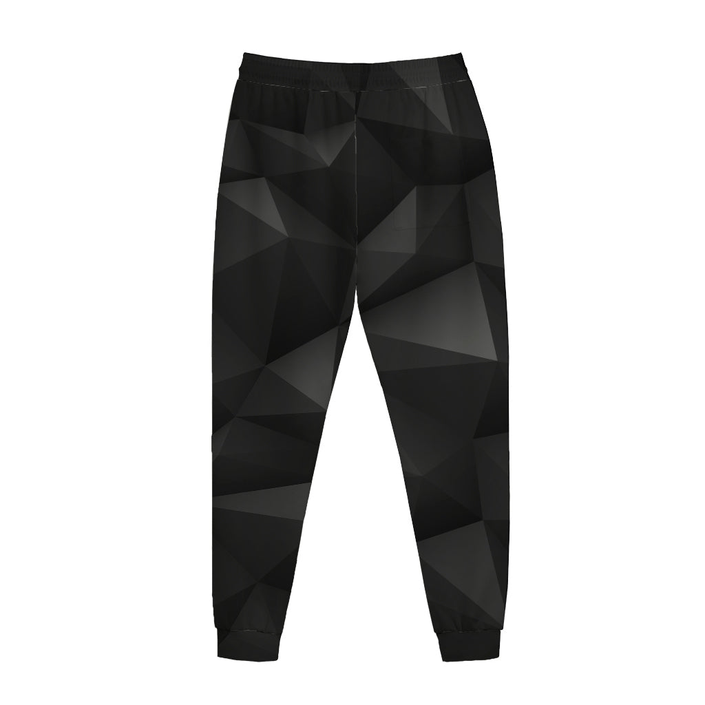 Black Polygonal Geometric Print Jogger Pants