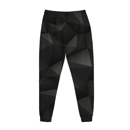 Black Polygonal Geometric Print Jogger Pants