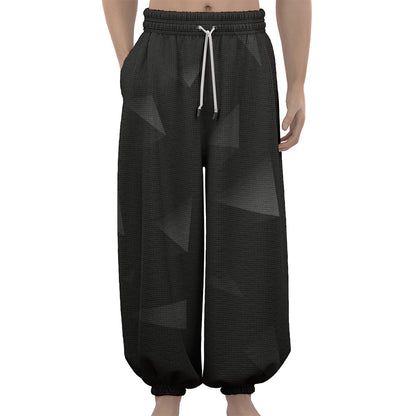Black Polygonal Geometric Print Lantern Pants