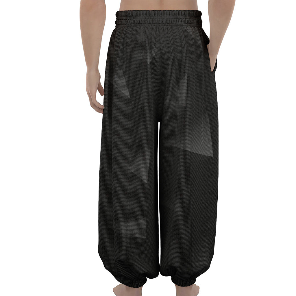 Black Polygonal Geometric Print Lantern Pants