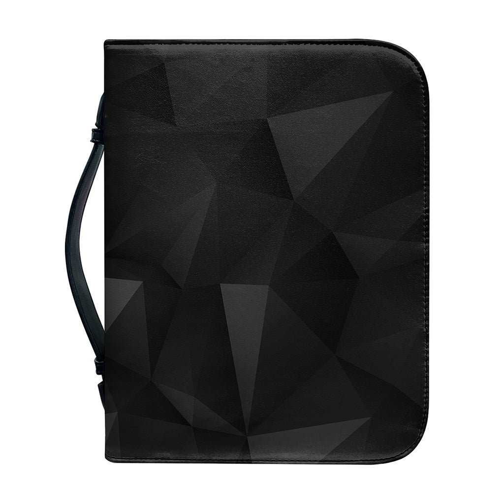 Black Polygonal Geometric Print Leather Bible Cover