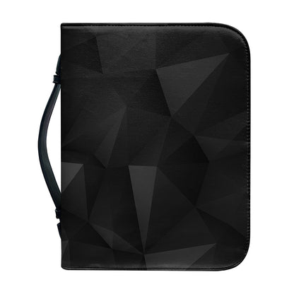 Black Polygonal Geometric Print Leather Bible Cover