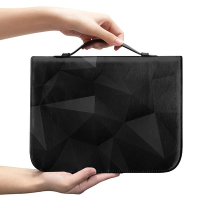 Black Polygonal Geometric Print Leather Bible Cover