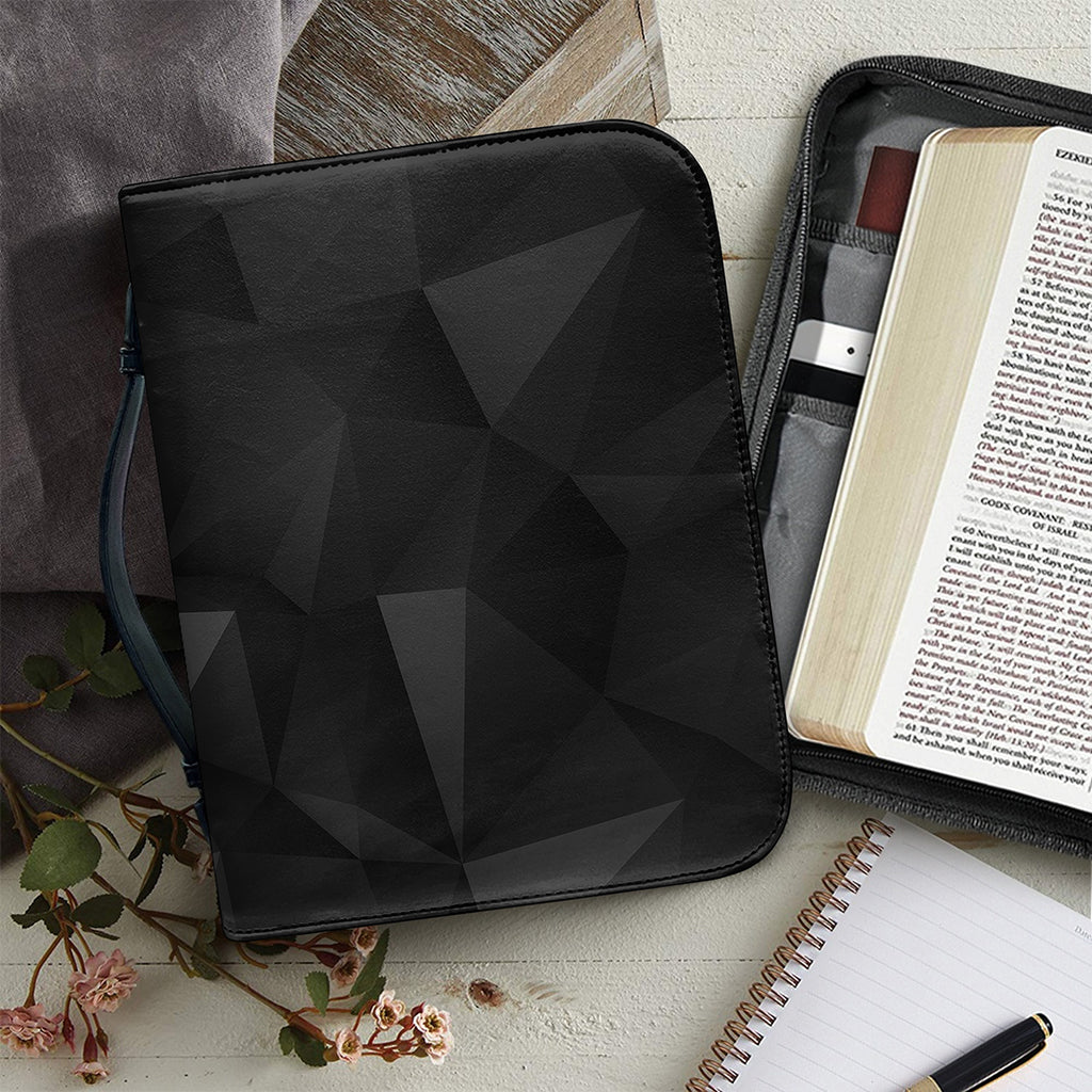 Black Polygonal Geometric Print Leather Bible Cover