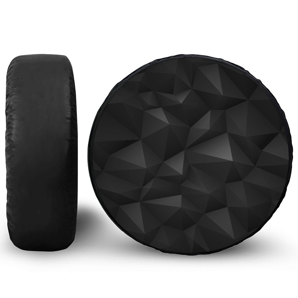 Black Polygonal Geometric Print Leather Spare Tire Cover