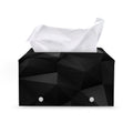 Black Polygonal Geometric Print Leather Tissue Box Cover