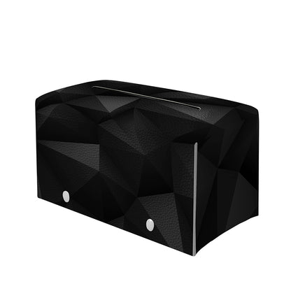 Black Polygonal Geometric Print Leather Tissue Box Cover