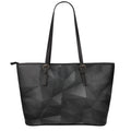 Black Polygonal Geometric Print Leather Tote Bag With Zipper