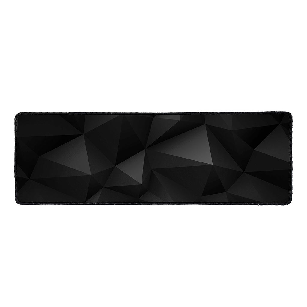 Black Polygonal Geometric Print Long Kitchen Mat