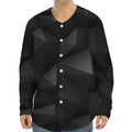 Black Polygonal Geometric Print Long Sleeve Baseball Jersey