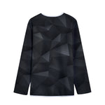 Black Polygonal Geometric Print Long Sleeve Short Coat
