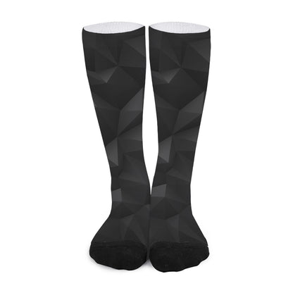 Black Polygonal Geometric Print Long Socks