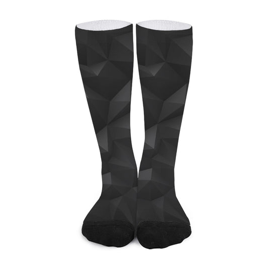 Black Polygonal Geometric Print Long Socks