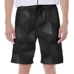 Black Polygonal Geometric Print Men's Beach Shorts