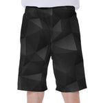 Black Polygonal Geometric Print Men's Beach Shorts