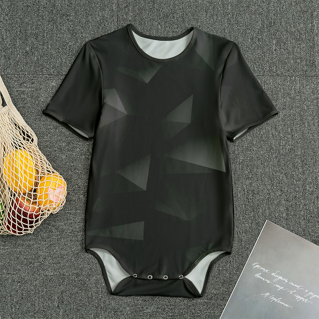 Black Polygonal Geometric Print Men's Bodysuit