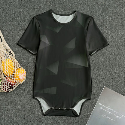 Black Polygonal Geometric Print Men's Bodysuit