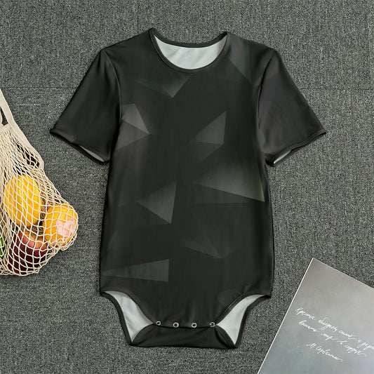 Black Polygonal Geometric Print Men's Bodysuit