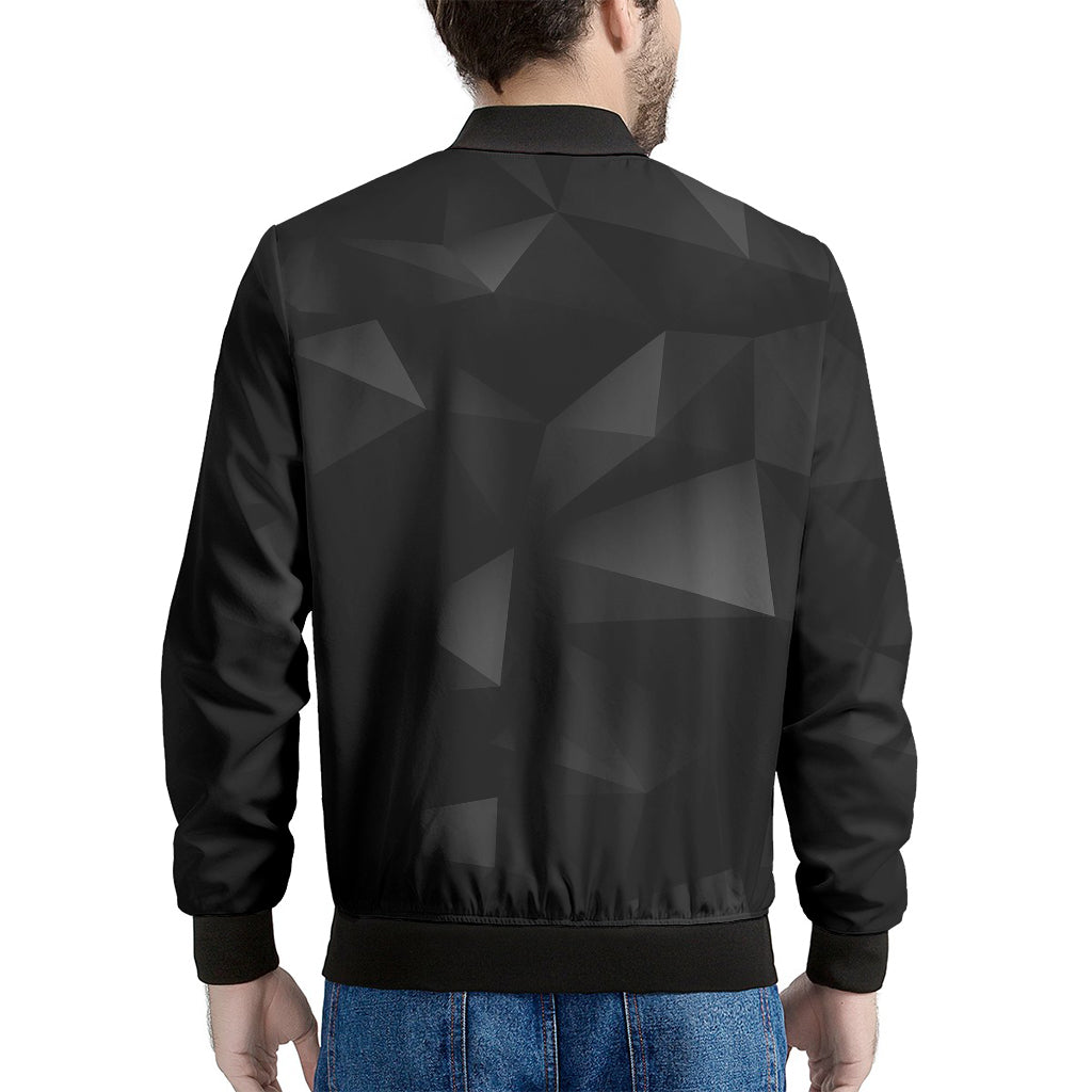 Black Polygonal Geometric Print Men's Bomber Jacket