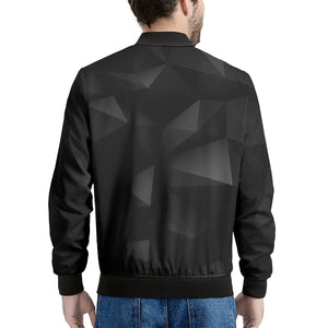 Black Polygonal Geometric Print Men's Bomber Jacket