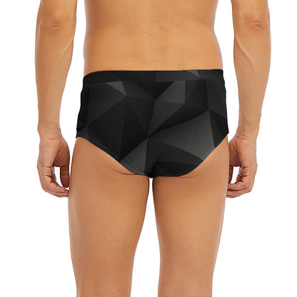 Black Polygonal Geometric Print Men's Briefs