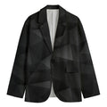 Black Polygonal Geometric Print Men's Cotton Blazer