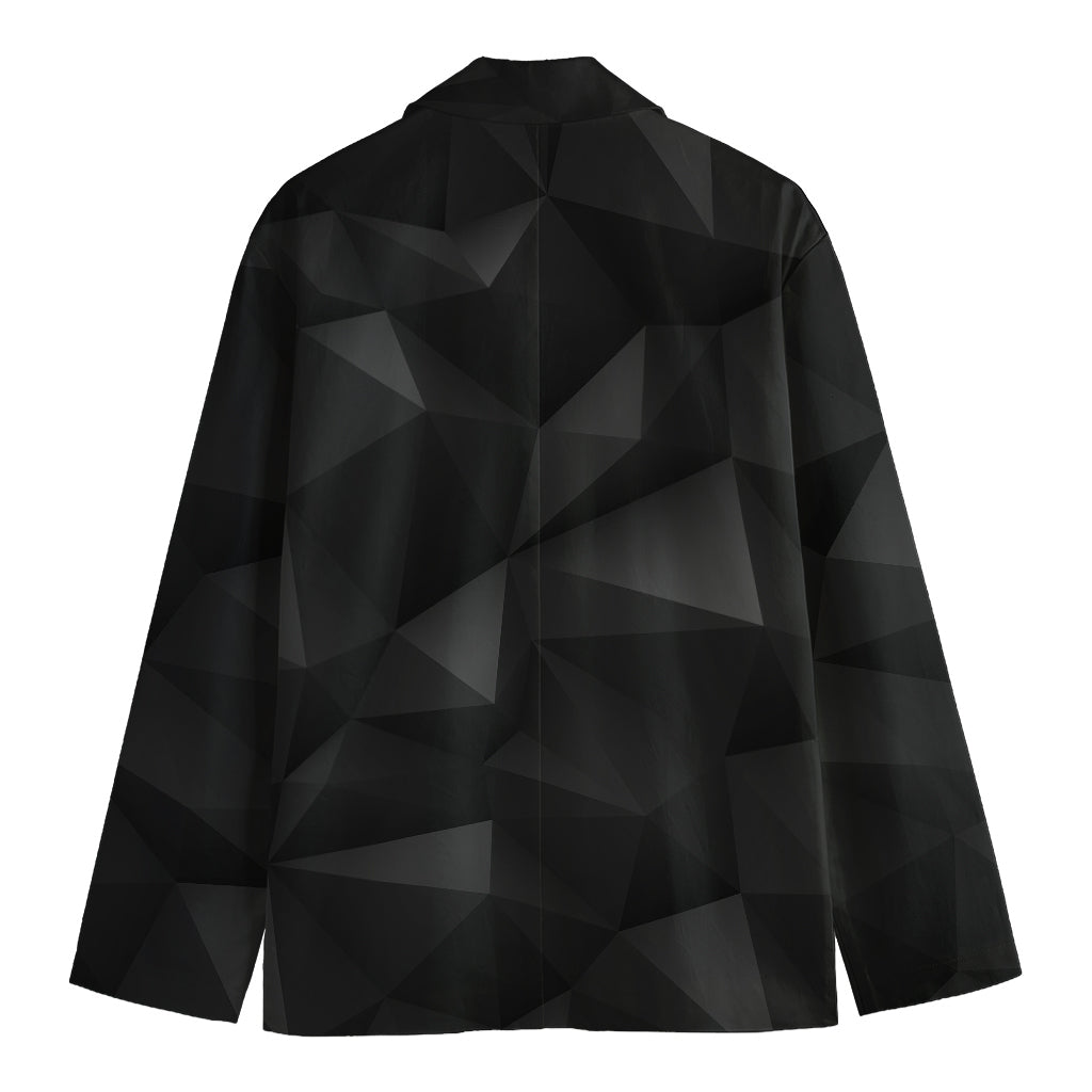 Black Polygonal Geometric Print Men's Cotton Blazer