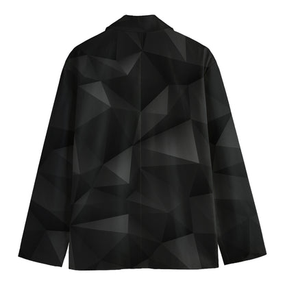 Black Polygonal Geometric Print Men's Cotton Blazer
