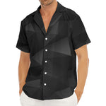 Black Polygonal Geometric Print Men's Deep V-Neck Shirt