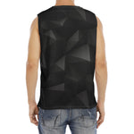 Black Polygonal Geometric Print Men's Fitness Tank Top