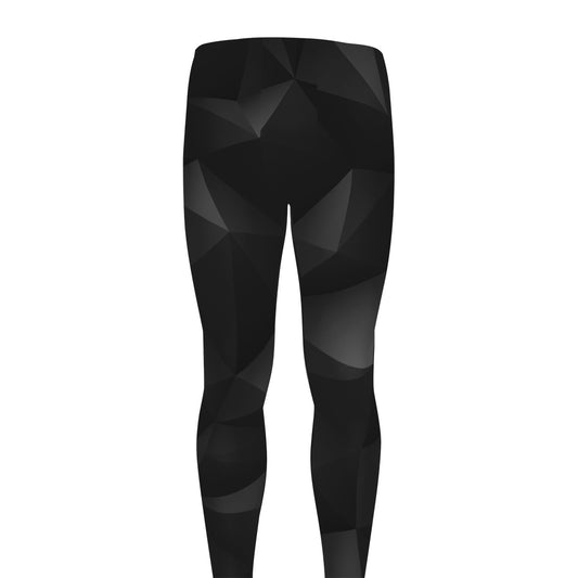 Black Polygonal Geometric Print Men's leggings