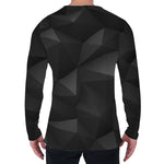 Black Polygonal Geometric Print Men's Long Sleeve T-Shirt