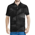 Black Polygonal Geometric Print Men's Polo Shirt